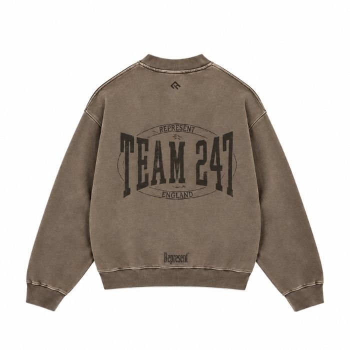 247 Everlast Training Camp Boxy Sweater Washed Brown Front 247 X EVERLAST TRAINING CAMP BOXY SWEATER WASHED BROWN