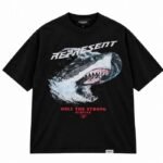 Represent Shark T Shirt front view with shark graphic