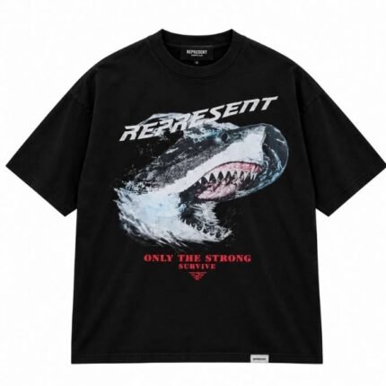 Represent Shark T Shirt front view with shark graphic