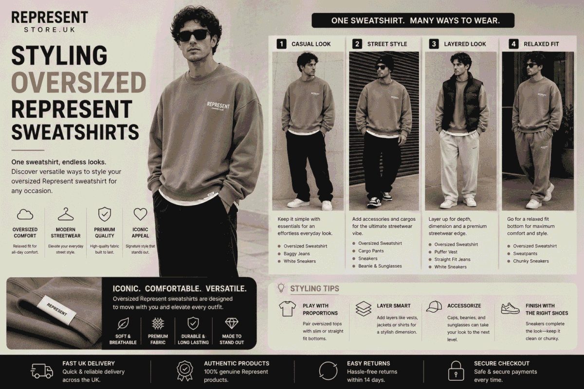 Styling Oversized Represent Sweatshirts | UK Streetwear Outfit Ideas