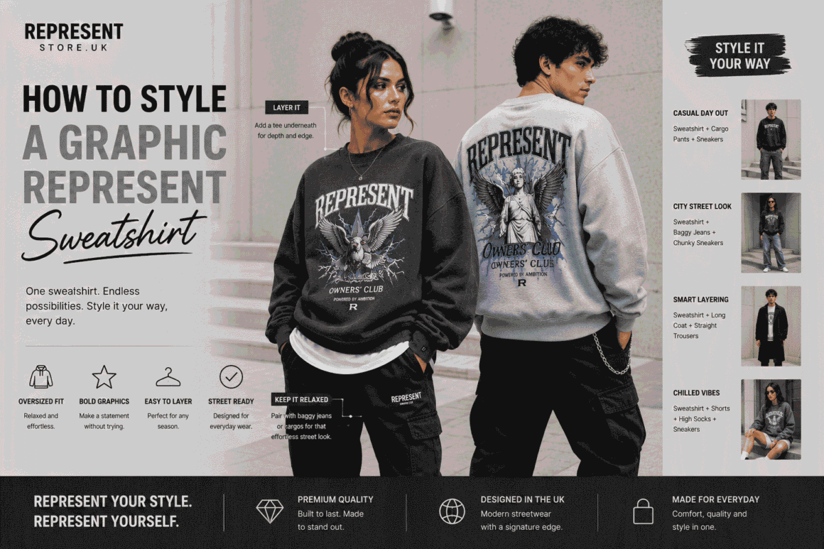 How to Style a Graphic Represent Sweatshirt | UK Streetwear Style Guide