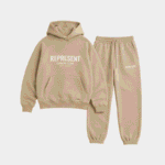 Beige Represent Tracksuit front view.