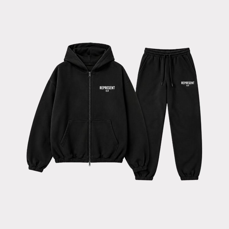 Represent Black Tracksuit – Front View Represent Black Tracksuit front view