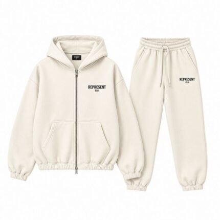 Represent Cream Tracksuit front view