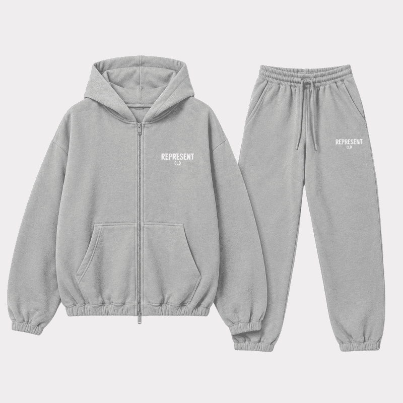 Represent Grey Tracksuit Front View Represent Grey Tracksuit front view.