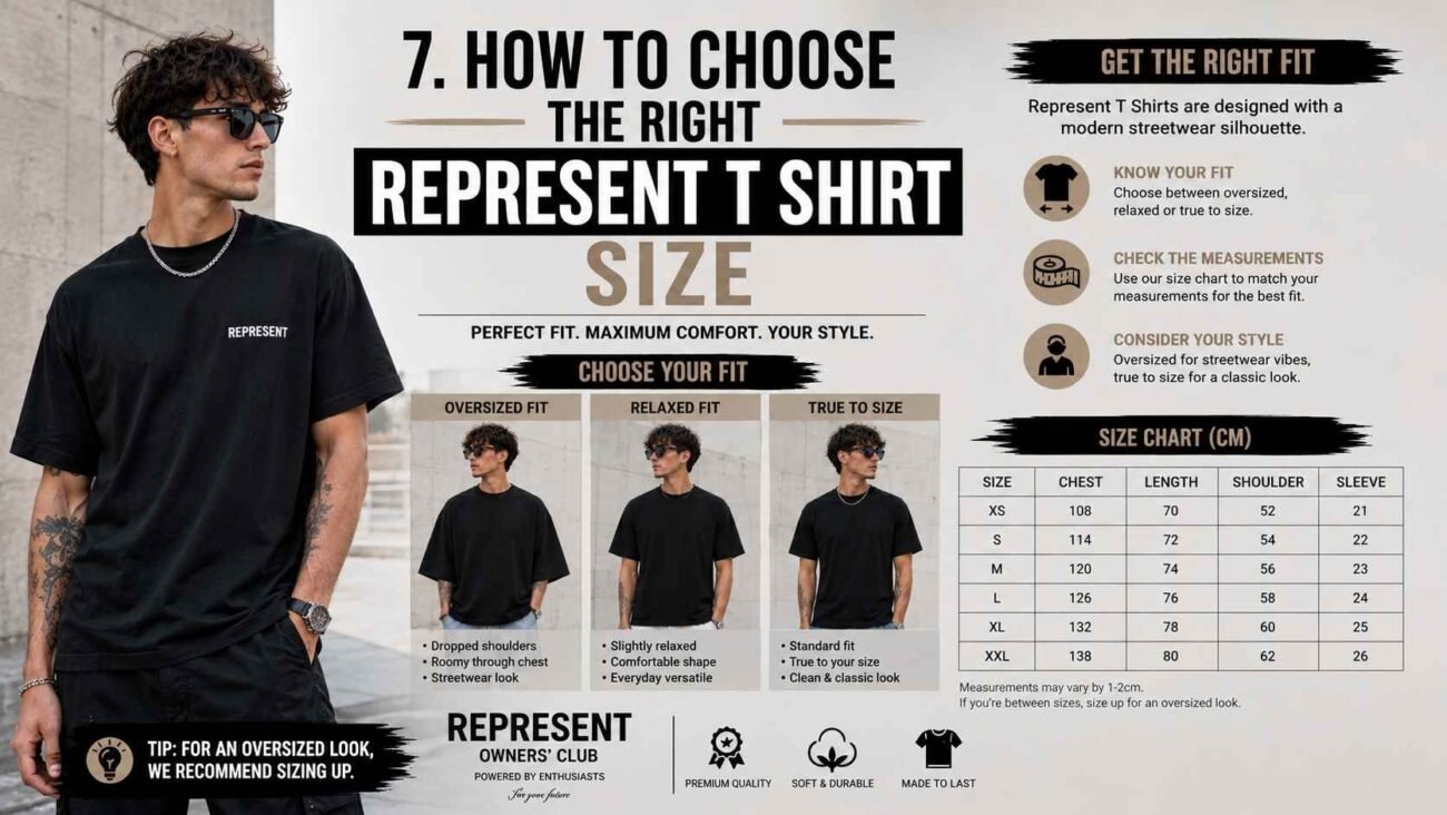 Guide to choosing the right Represent T Shirt size for men