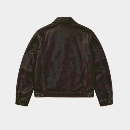 Represent Sunfade Leather Jacket Brown back view for men