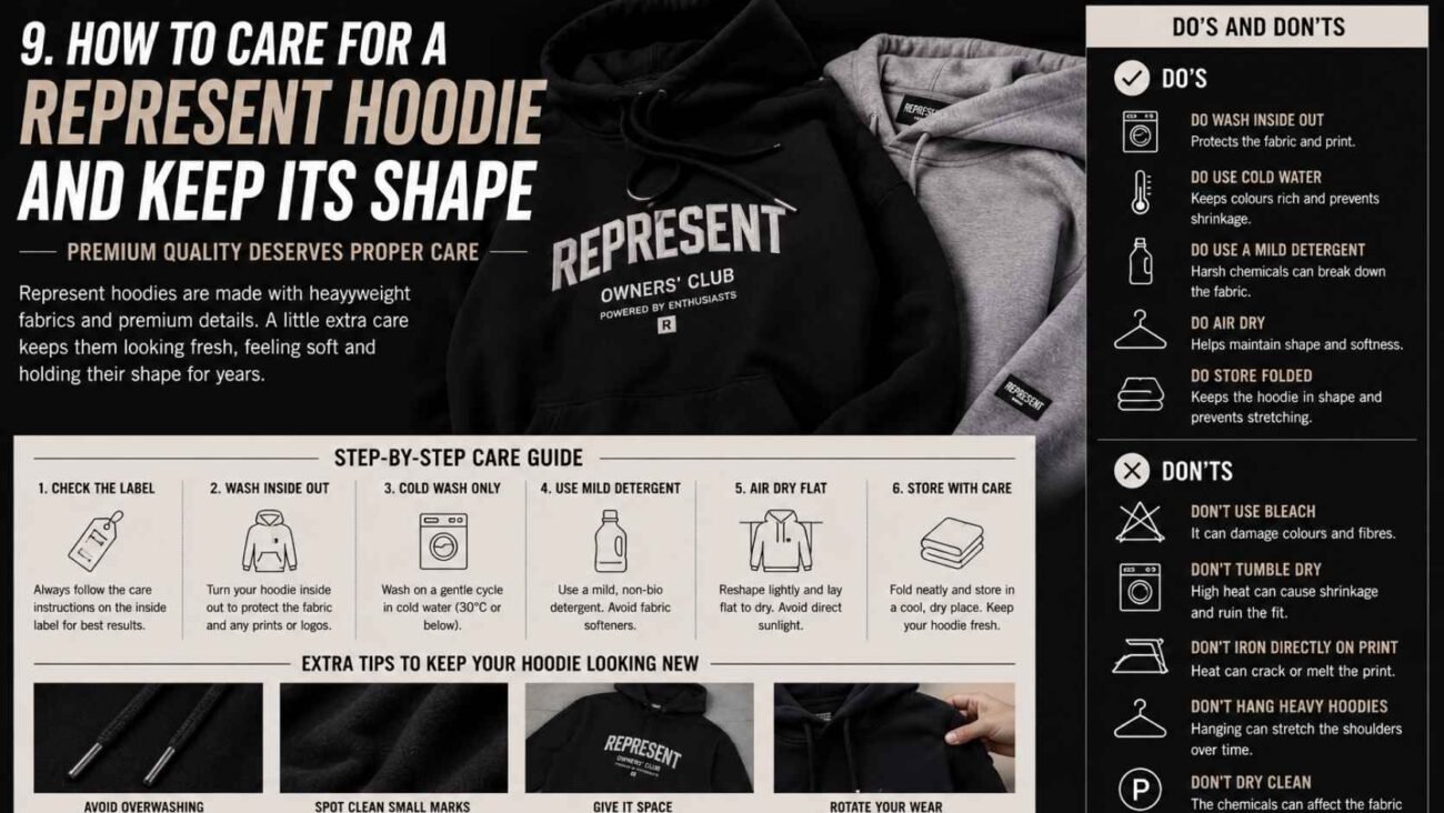 How to care for a Represent Hoodie and maintain its shape