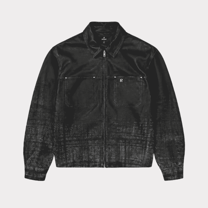 Represent Leather Jacket Black – Front Represent Leather Jacket Black front view for men