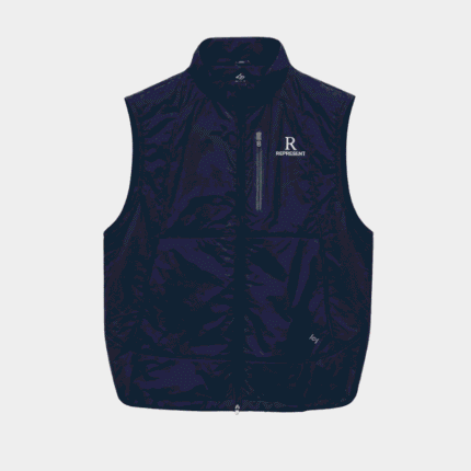 Represent Navy Puffer Jacket front view for men