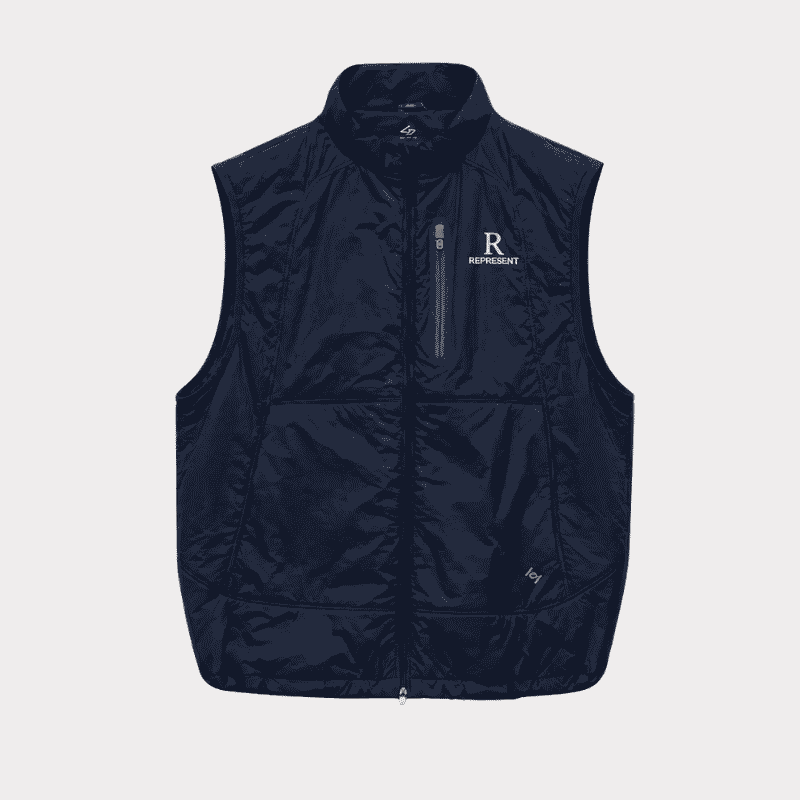 Represent Navy Puffer Jacket – Front Represent Navy Puffer Jacket front view for men