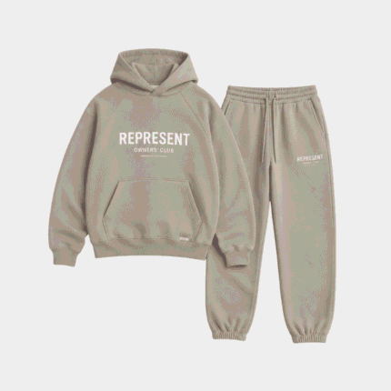 Owners Club Stone Tracksuit front view.