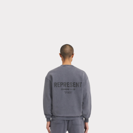 Grey oversized sweatshirt back view with relaxed fit