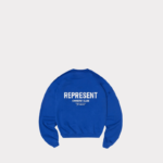 Blue hooded sweatshirt front view with hood detail