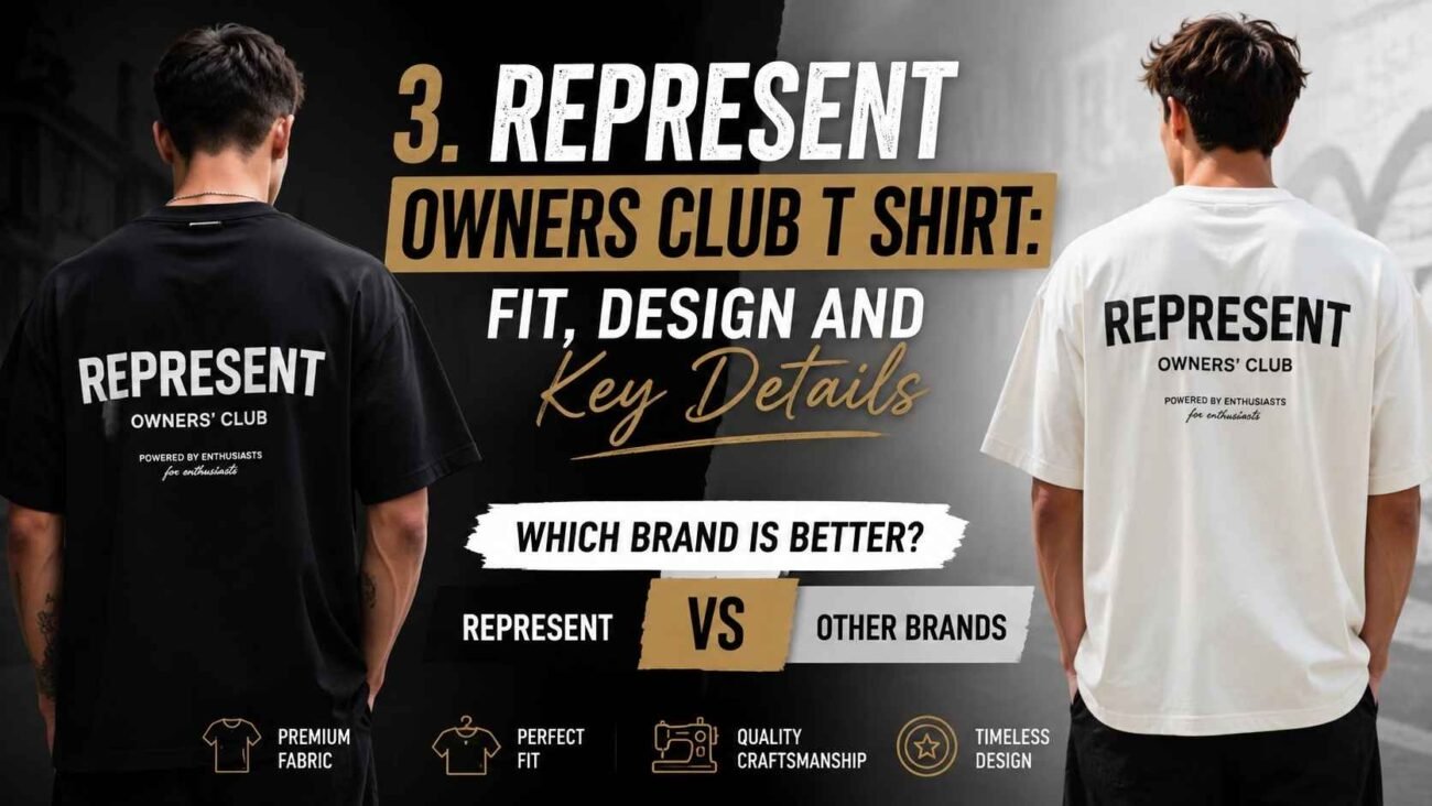Represent Owners Club T Shirt showing its fit, design and key details