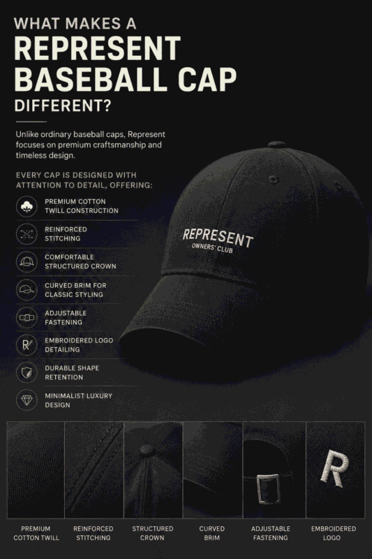 What Makes a Represent Baseball Cap Different? Premium Features Infographic