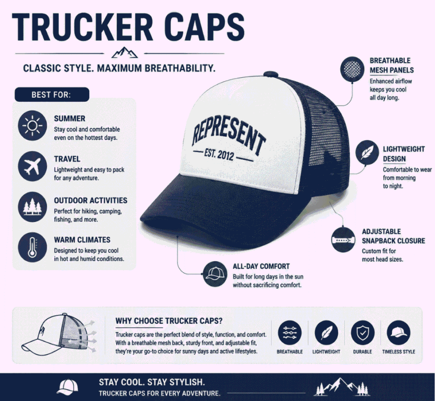 Represent Trucker Caps – Stay Cool in Every Adventure