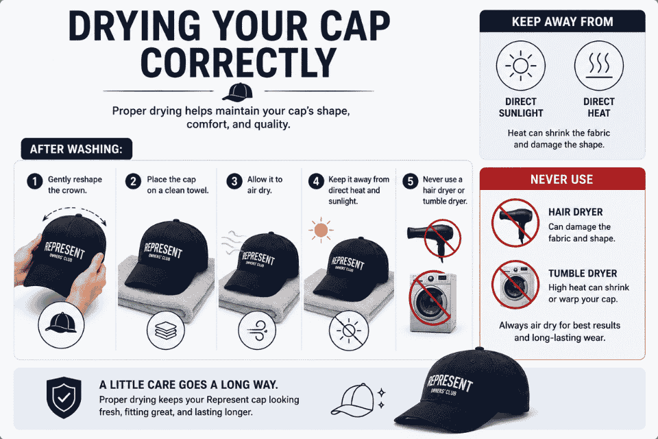 Drying Your Cap Correctly – Represent Cap Care Guid