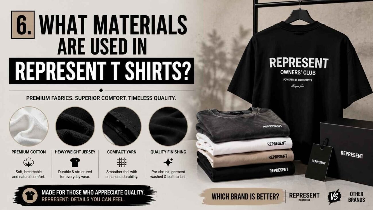 Materials and fabric used in Represent T Shirts for menswear