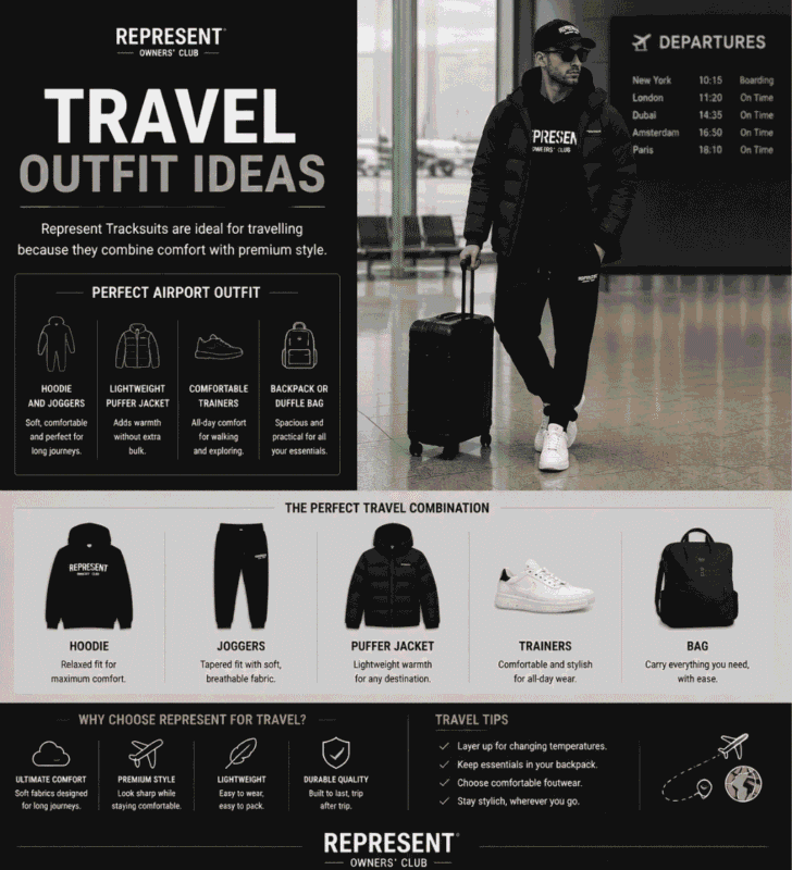 Travel Outfit Ideas – Represent Tracksuits for Comfortable Trave
