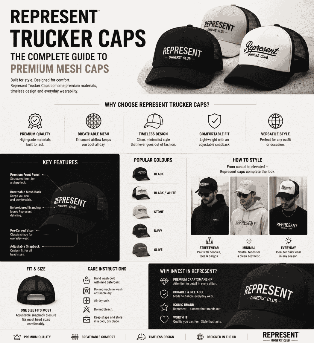 Represent Trucker Caps – The Complete Guide to Premium Mesh Caps