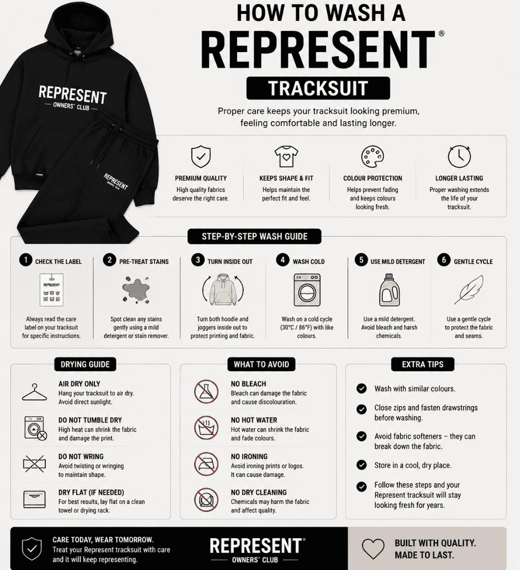 How to Wash a Represent Tracksuit – Complete Care & Washing Guide