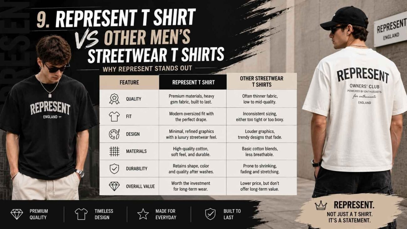 Represent T Shirt compared with other men's streetwear T shirts