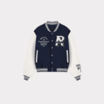 Represent Navy Varsity Jacket front view for men