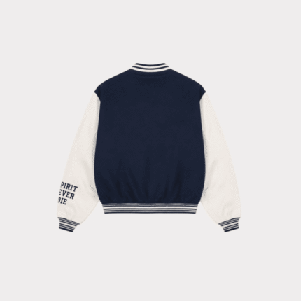 Represent Navy Varsity Jacket back view for men