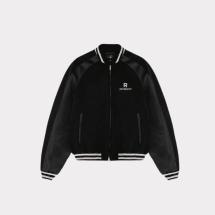 Represent Varsity Jacket Black front view for men