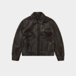 Represent Sunfade Leather Jacket Brown front view for men