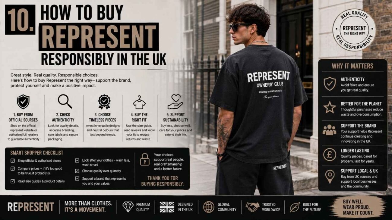 Guide to buying Represent clothing responsibly in the UK