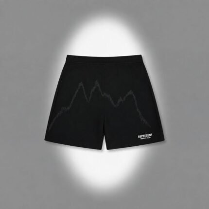 Represent Black Cargo Shorts front view