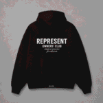 Represent Black Zip Up Hooded Sweatshirt back view