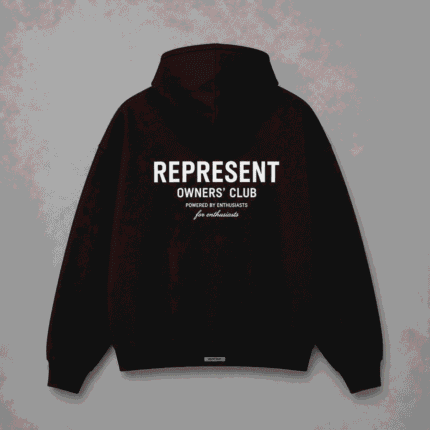 Represent Black Zip Up Hooded Sweatshirt back view