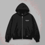 Represent Black Zip Up Hooded Sweatshirt front view