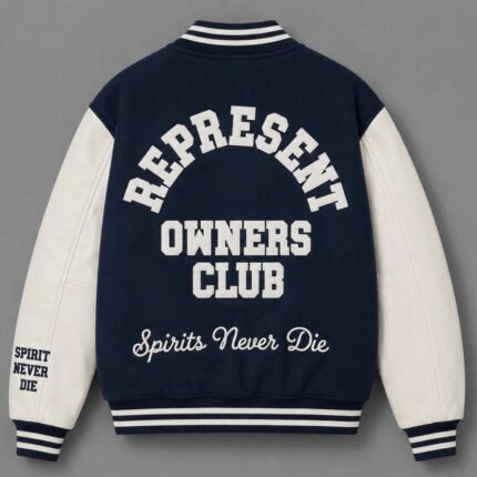 Represent bomber and varsity jackets back view