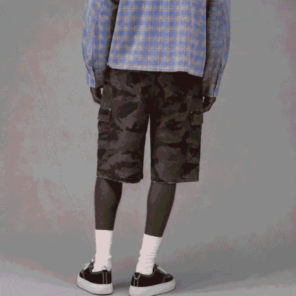 Represent Camo Cargo Shorts back view