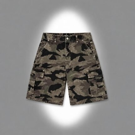 Represent Camo Cargo Shorts front view