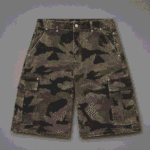 Represent Camo Cargo Shorts front view