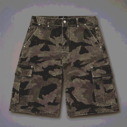 Represent Camo Cargo Shorts front view