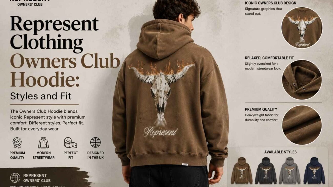Represent Clothing Owners Club Hoodie showing its relaxed streetwear fit and design
