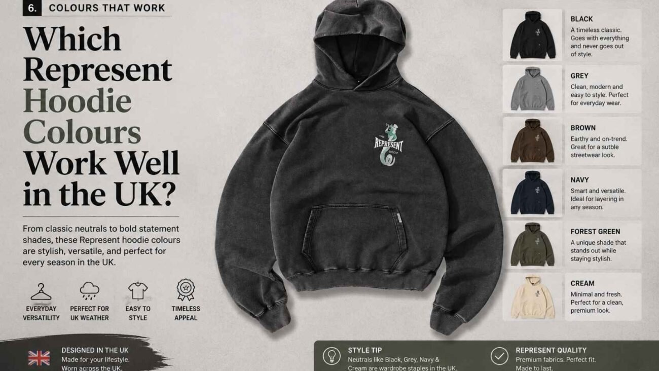 Represent Hoodie colours for mens streetwear in the UK