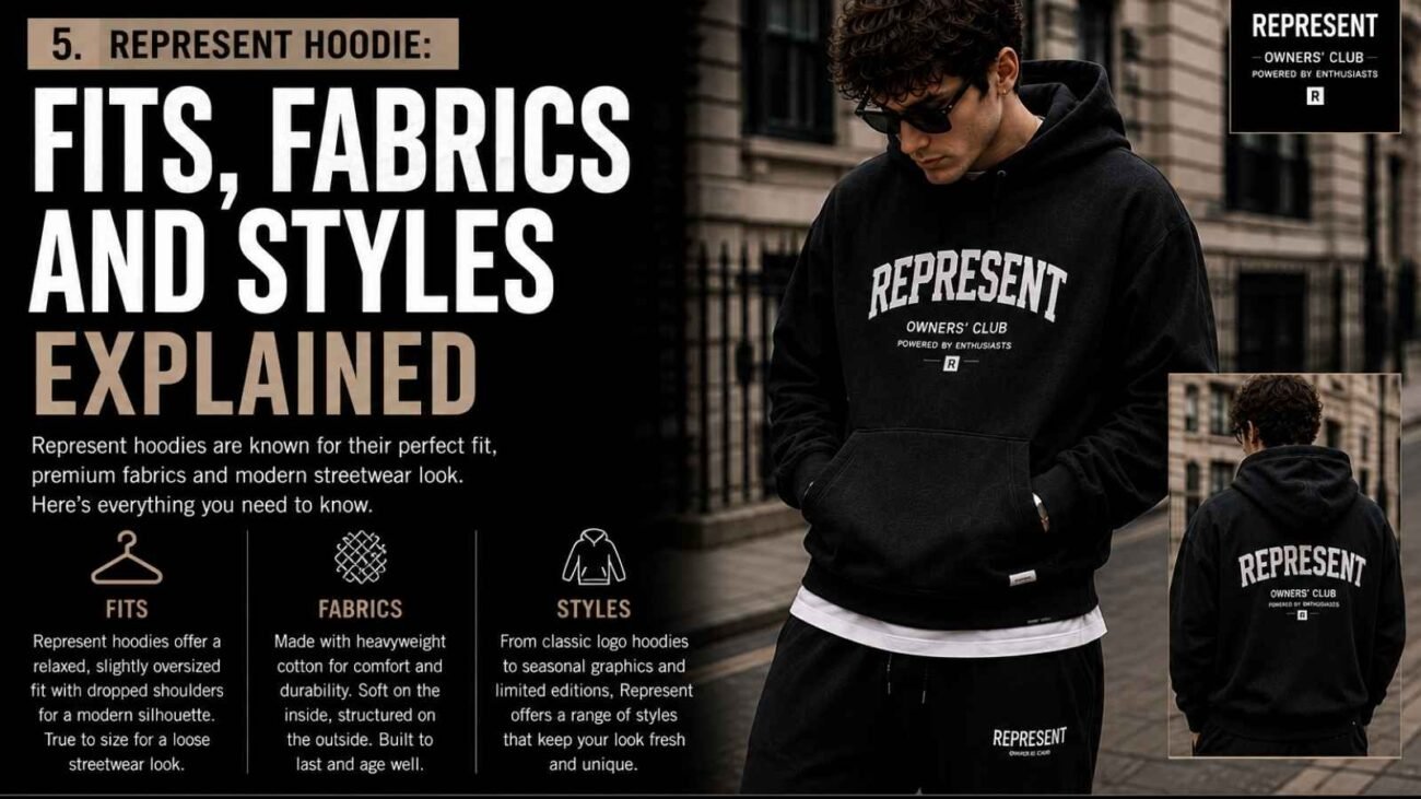Represent Hoodie showing different fits, fabrics and streetwear styles