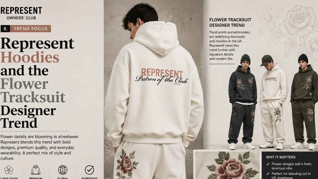 Represent Hoodies styled with the flower tracksuit designer streetwear trend