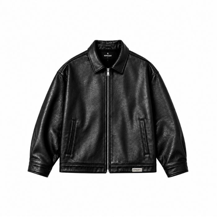 Represent Mens Faux Leather Jacket Front Represent Mens Faux Leather Jacket front view