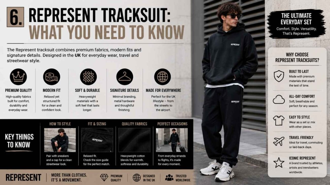 Represent Tracksuit with modern British streetwear design and fit