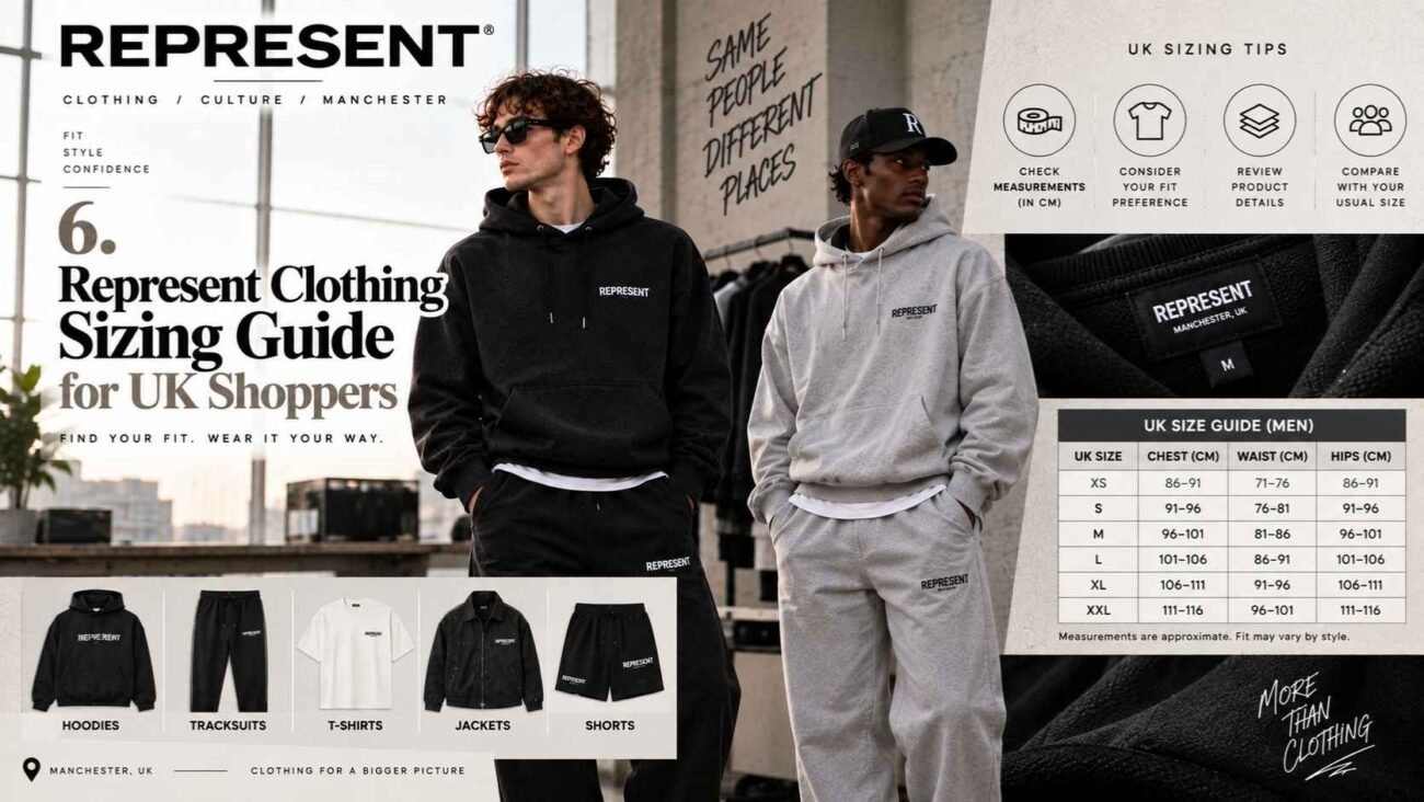 Represent Clothing sizing guide for UK shoppers