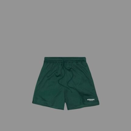 Represent Dark Green Shorts front view