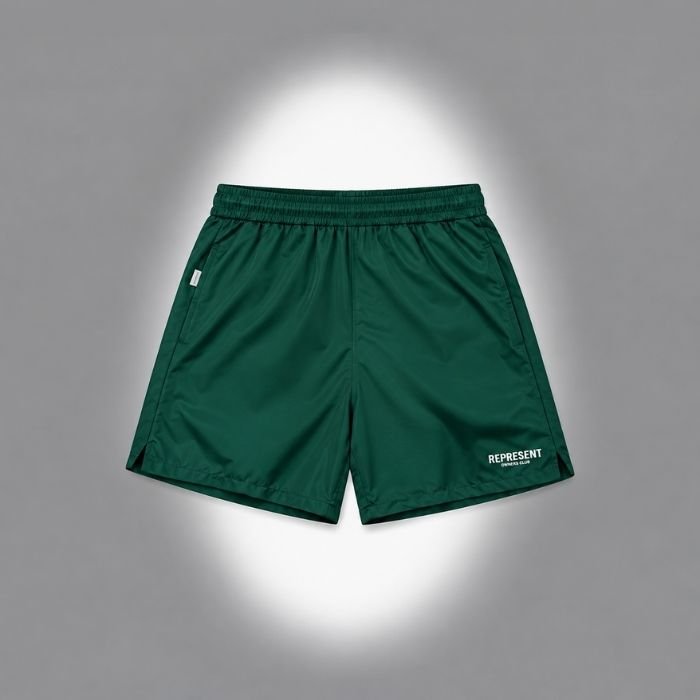 Represent Dark Green Shorts Front Represent Dark Green Shorts front view